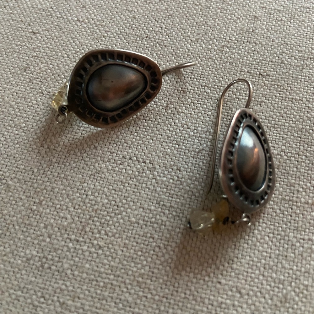 Silpada Silver and Brown Teardrop Earrings